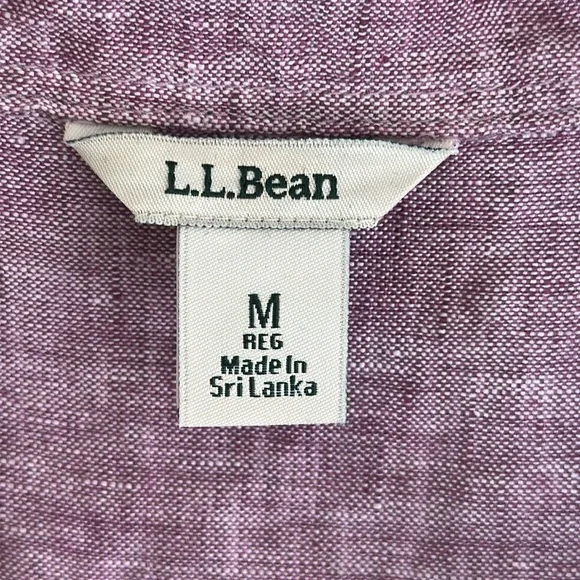 L.L. Bean Purple Linen Short Sleeve Button Down Shirt - Picture 5 of 6